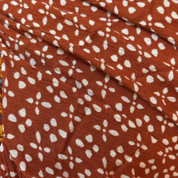 Knox rose long sleeve burnt orange print tie front with tassels - Picture 4 of 5